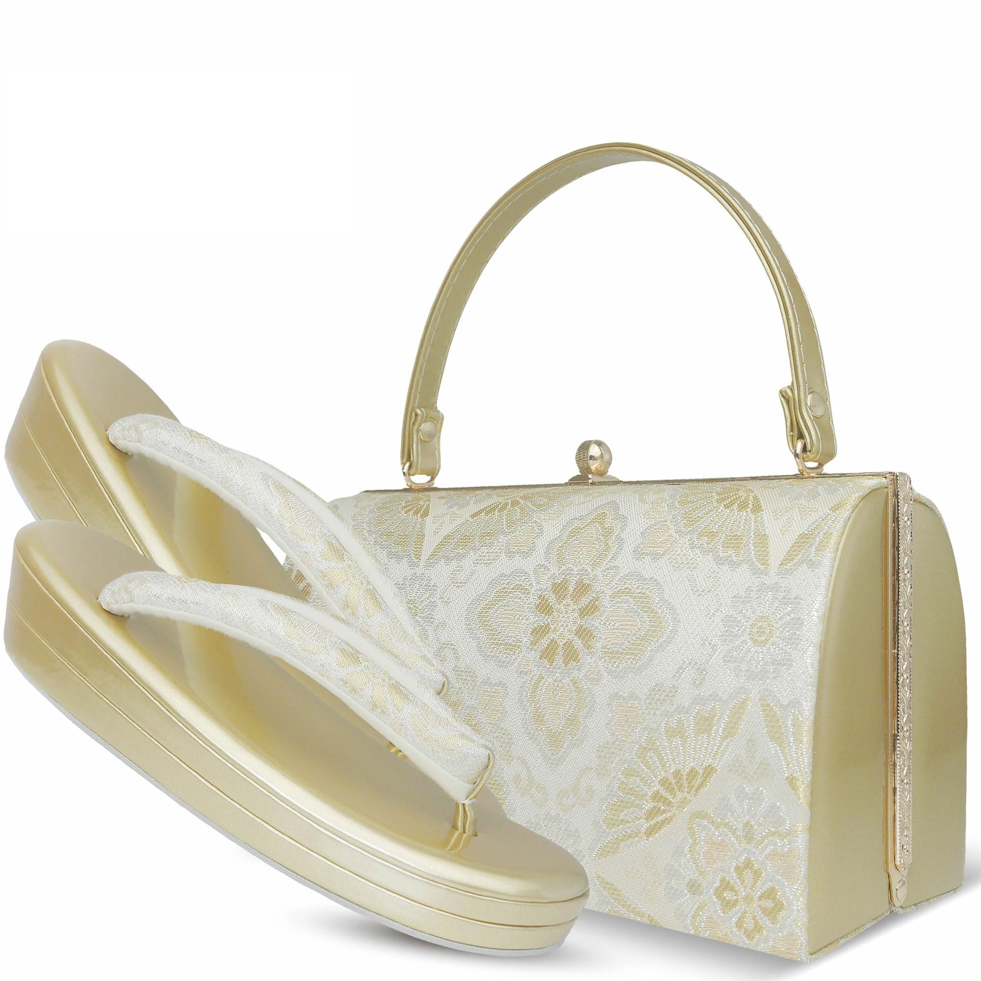 新品　フォーマル金銀帯地 2枚芯草履バッグセット 礼装 ゴールドシルバー 七宝 楽天市場】草履バッグセット 2枚芯 フォーマル 高級帯地 カブセ